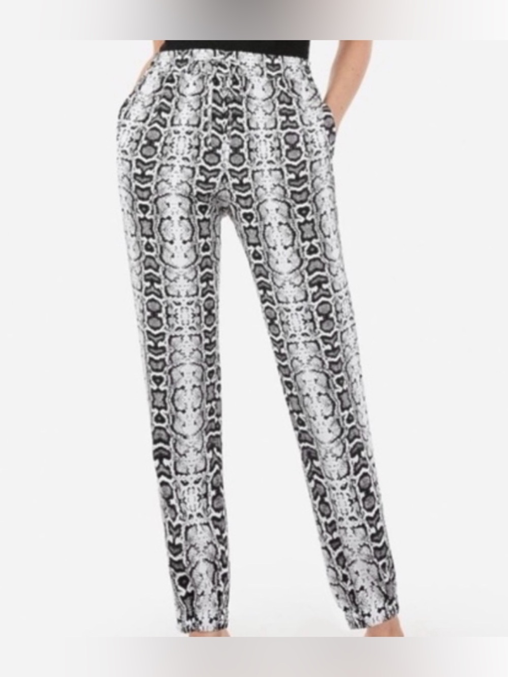 Express Snakeskin Jogger High Rise Drawstring With Pockets Python Pants EUC